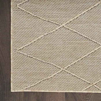 8' X 10' Natural And Light Brown Geometric Indoor Outdoor Area Rug