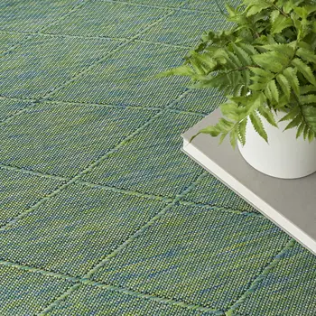 8' X 10' Blue And Green Geometric Indoor Outdoor Area Rug