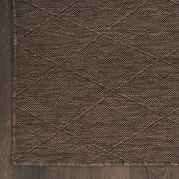 8' X 10' Dark Brown And Brown Geometric Indoor Outdoor Area Rug