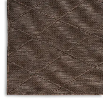 8' X 10' Dark Brown And Brown Geometric Indoor Outdoor Area Rug