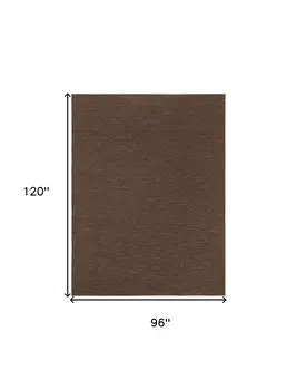 8' X 10' Dark Brown And Brown Geometric Indoor Outdoor Area Rug
