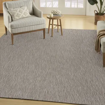 8' X 10' Gray And Light Gray Geometric Indoor Outdoor Area Rug