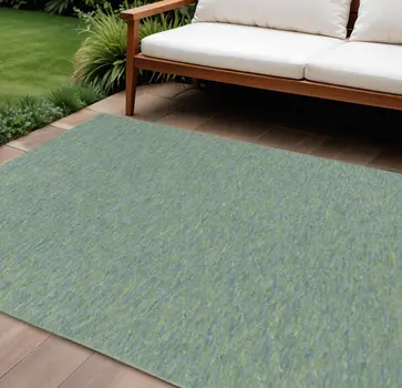 9' X 12' Blue And Green Geometric Indoor Outdoor Area Rug
