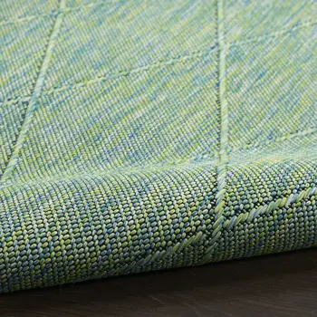 9' X 12' Blue And Green Geometric Indoor Outdoor Area Rug
