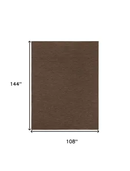 9' X 12' Dark Brown And Brown Geometric Indoor Outdoor Area Rug