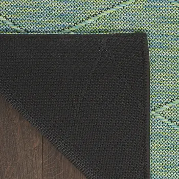 10' X 14' Blue And Green Geometric Indoor Outdoor Area Rug