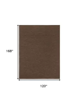 10' X 14' Dark Brown And Brown Geometric Indoor Outdoor Area Rug