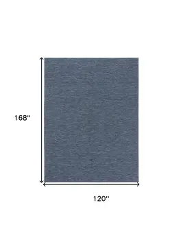 10' X 14' Navy Blue And Ivory Geometric Indoor Outdoor Area Rug