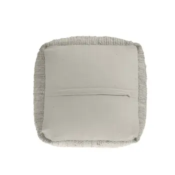 18" Gray and Natural Cotton And Jute Cube Pouf Ottoman