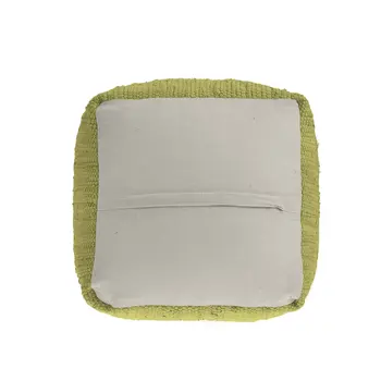 18" Citron and Natural Cotton And Jute Cube Pouf Ottoman