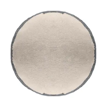 18" Natural And Gray Jute Blend Cylinder Striped Pouf Ottoman