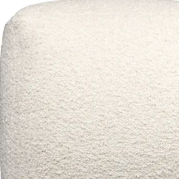 18" Ivory Polyester Cube Outdoor Pouf Ottoman
