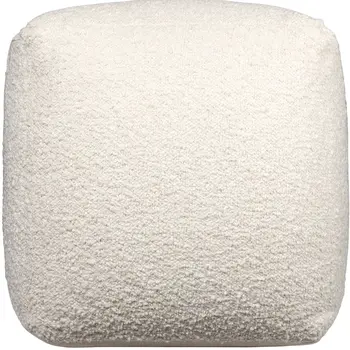 18" Ivory Polyester Cube Outdoor Pouf Ottoman