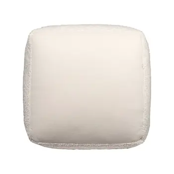 18" Ivory Polyester Cube Outdoor Pouf Ottoman