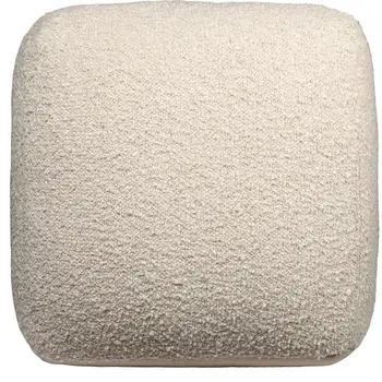18" Beige Polyester Cube Outdoor Pouf Ottoman