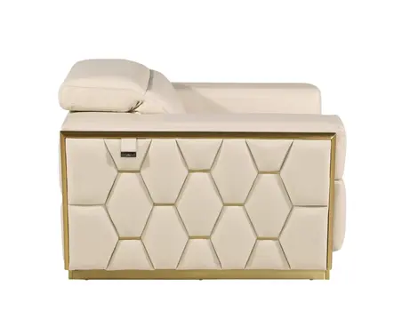 47" Beige and Gold Italian Leather Club Chair