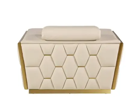 47" Beige and Gold Italian Leather Club Chair