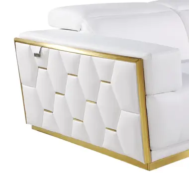 47" White and Gold Italian Leather Club Chair