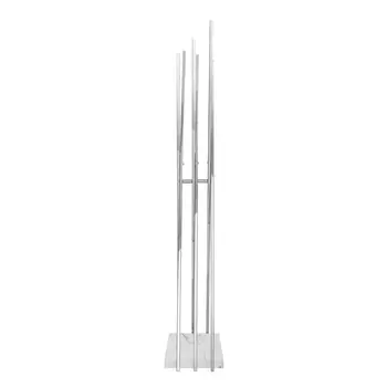 65" Silver And White Metal And Marble Six Hook Freestanding Coat Rack