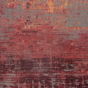 10' Gray And Red Abstract Runner Rug
