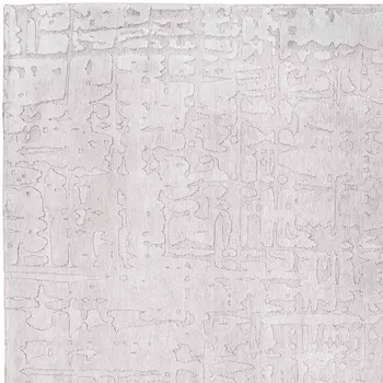 10' White Abstract Runner Rug