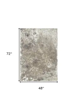 5' X 7' Gray and White Abstract Non Skid Area Rug