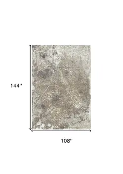 9' X 13' Gray and White Abstract Non Skid Area Rug