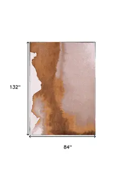 8' X 11' Yellow and Brown Abstract Non Skid Area Rug