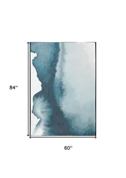 6' X 8' Blue and Gray Abstract Non Skid Area Rug