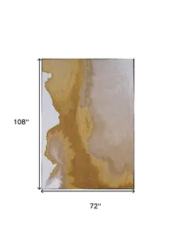 7' X 9' Gray and Yellow Abstract Non Skid Area Rug