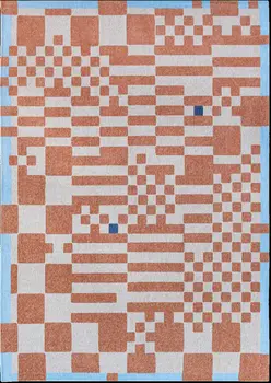 8' X 11' Blue and Red Geometric Non Skid Area Rug