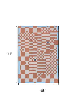 9' X 13' Blue and Red Geometric Non Skid Area Rug