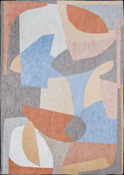 8' Blue and Gray Round Abstract Non Skid Area Rug