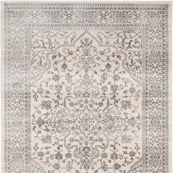 5' X 8' Ivory and Gray Oriental Area Rug