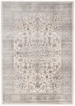 8' X 10' Ivory and Gray Oriental Area Rug