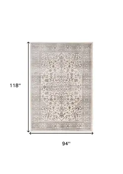 8' X 10' Ivory and Gray Oriental Area Rug