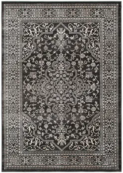 8' X 10' Black and Ivory Oriental Distressed Area Rug