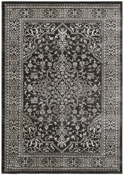 8' X 10' Black and Ivory Oriental Distressed Area Rug