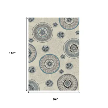8' X 10' Ivory and Gray Geometric Area Rug