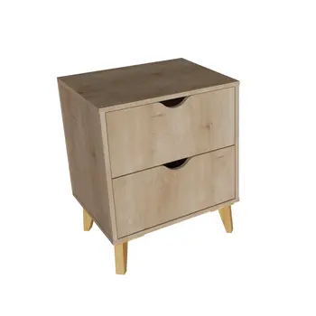 24" Natural Wood Two Drawer Nightstand