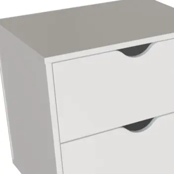 24" White Wood Two Drawer Nightstand