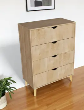 30" Natural Wood Four Drawer Dresser