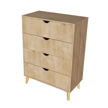 30" Natural Wood Four Drawer Dresser