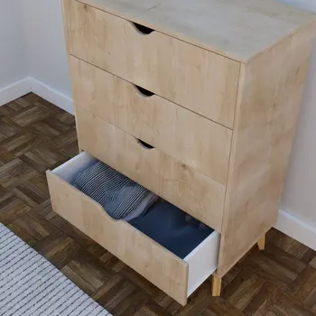 30" Natural Wood Four Drawer Dresser