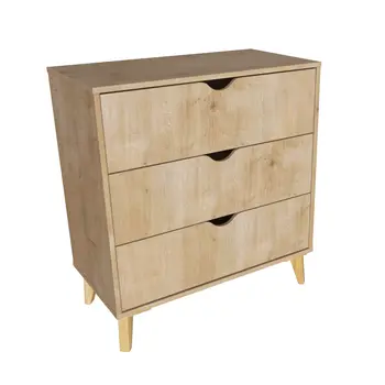30" Natural Wood Three Drawer Dresser