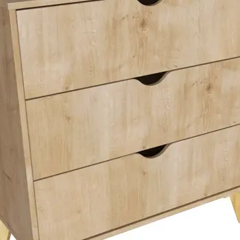 30" Natural Wood Three Drawer Dresser