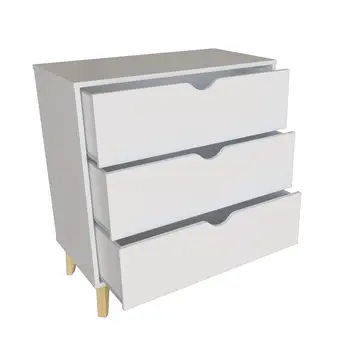 30" White And Natural Wood Three Drawer Dresser