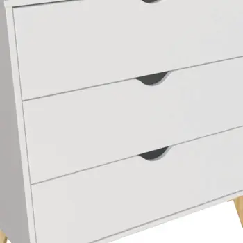 30" White And Natural Wood Three Drawer Dresser