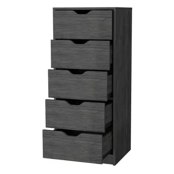 18" Gray Five Drawer Standard Chest