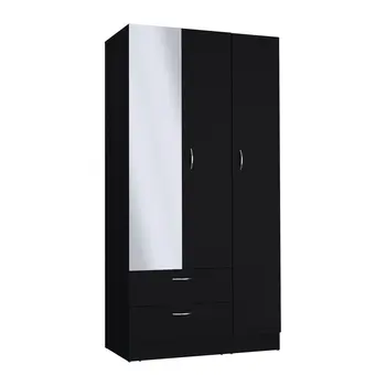 71" Black Mirrored Two Door Two Drawer Combo Dresser